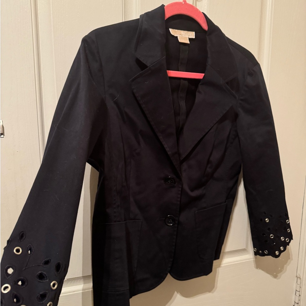 Michael Kors Black Blazer with Grommet Cuff Detail